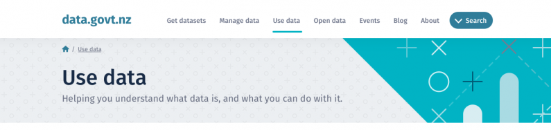 Screenshot showing new header in data.govt.nz refresh