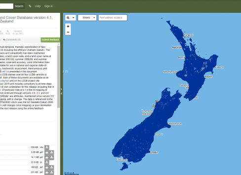 Screenshot of the Land Cover Database homepage.