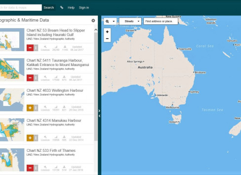 Screenshot of hydrographic images in LINZ Data Service.