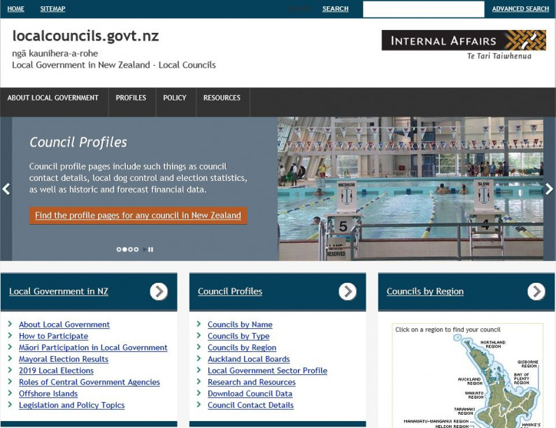 Screenshot of the localcouncils.govt.nz homepage.