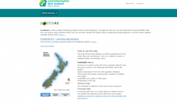 Screenshot of PositioNZ homepage.